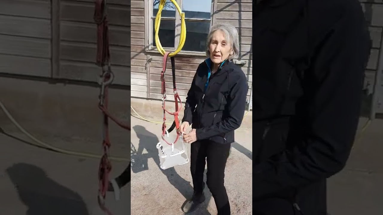 Load video: Ce Johnson explaining how to attach the LiteBite Horse Muzzle to a horse head collar