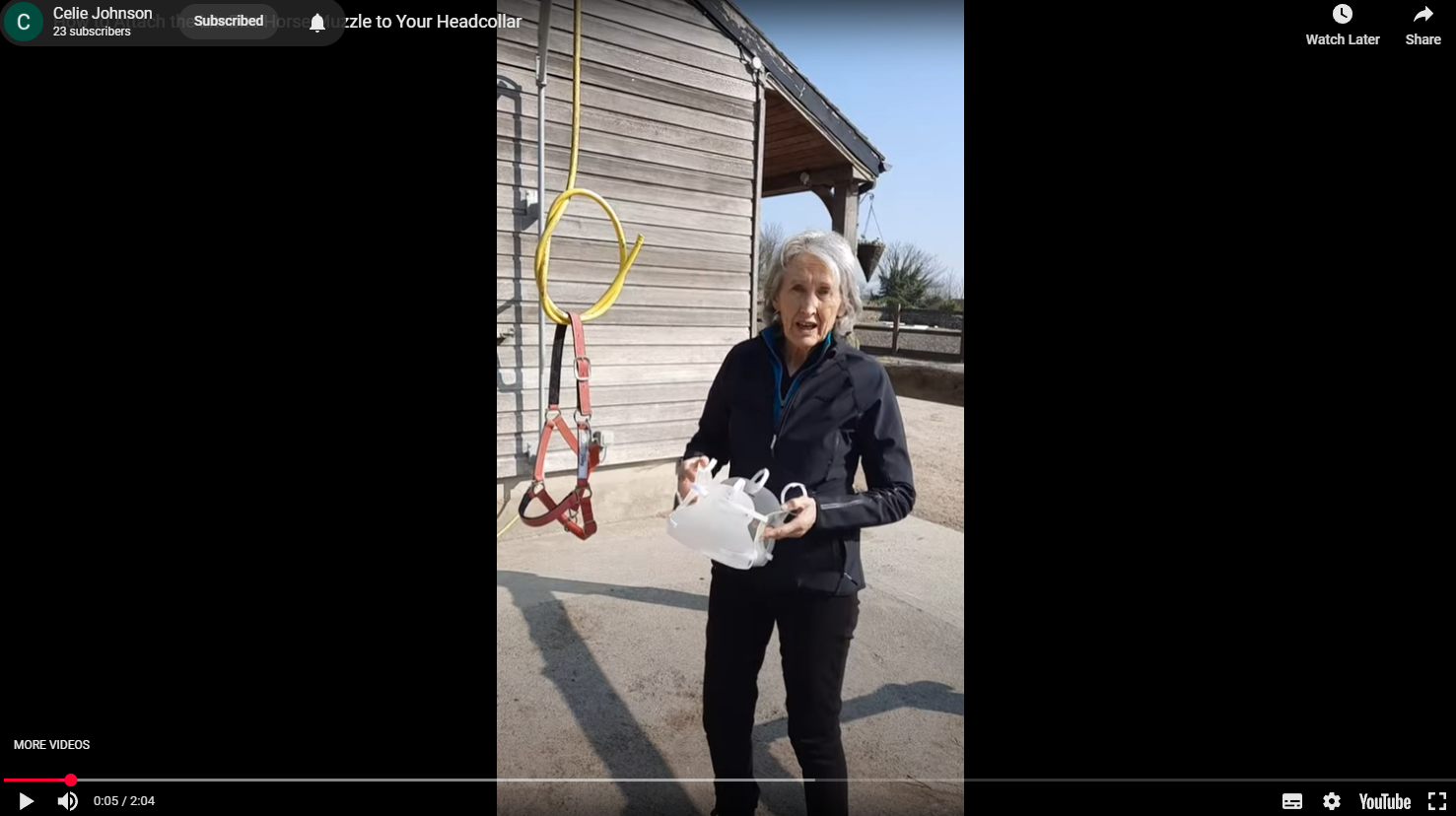 Load video: Ce Johnson explaining how to attach the LiteBite Horse Muzzle to a horse head collar